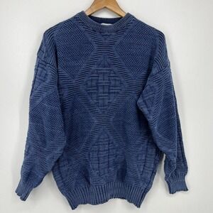 Absolutely No! Jeans Knit Sweater‎ Men's Size XL Blue Heavyweight Vintage 90's